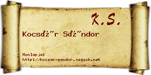 Kocsár Sándor névjegykártya